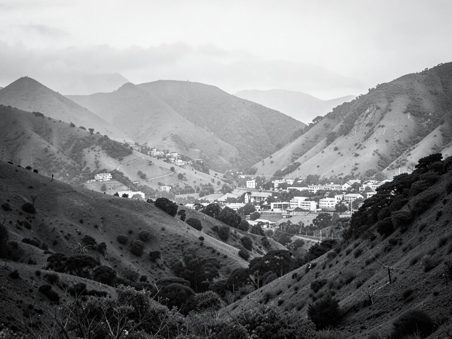 Highland valley and town of Mbabane, Eswatini