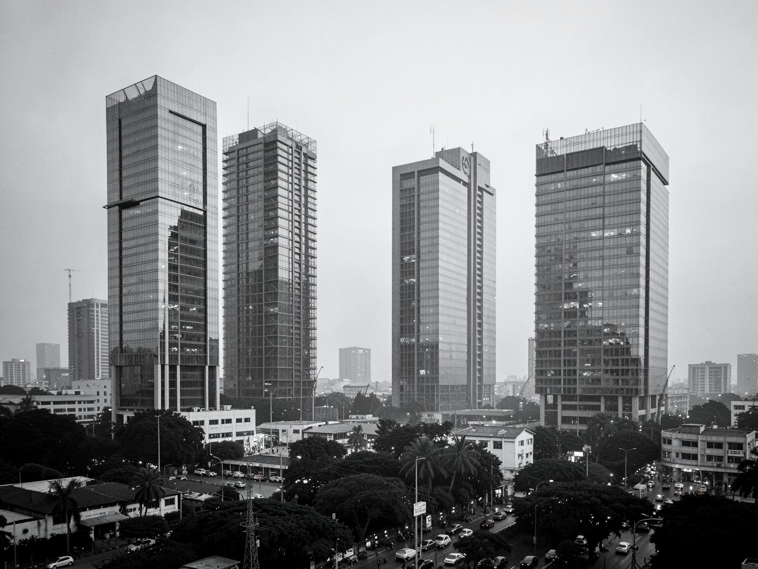 Nairobi central business district at dusk
